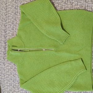 Everlane Felted Wool Half-Zip Sweater in Salted Lime